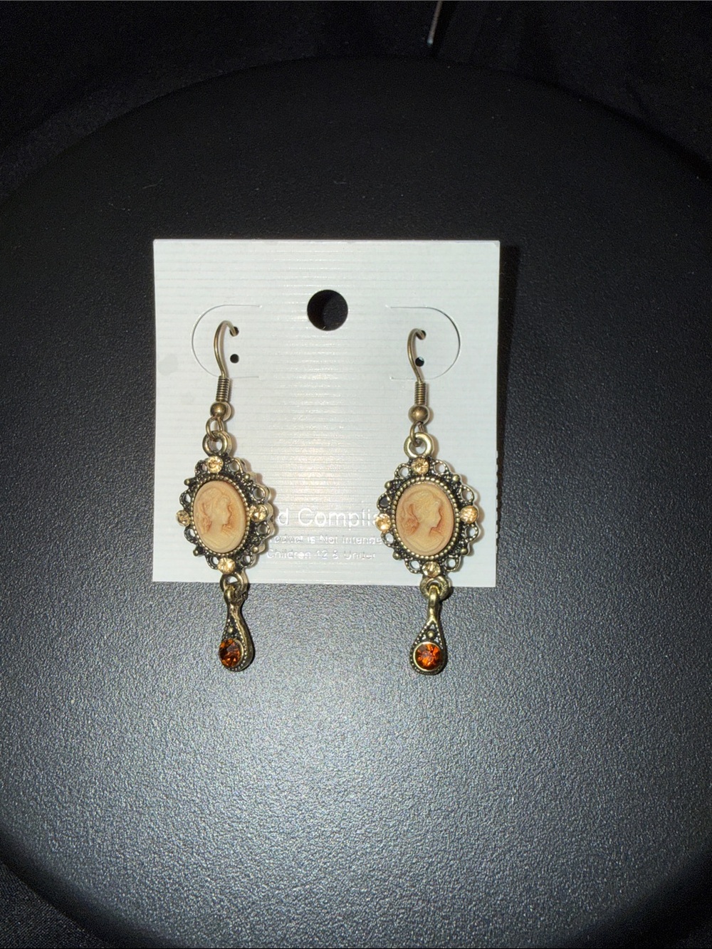 brown cameo earring